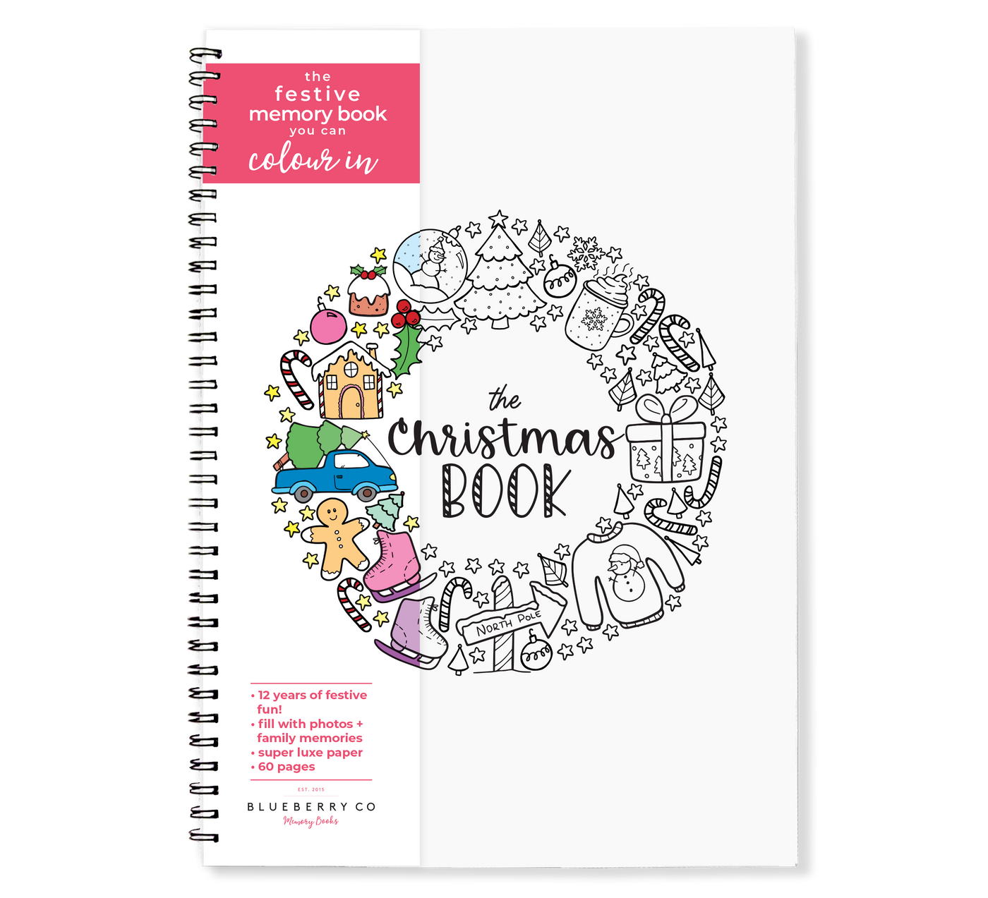 Christmas Book - Festive Keepsake Book you can Colour In | Blueberry Co